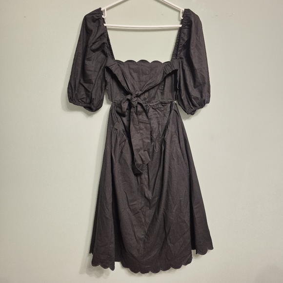 O.P.T Women's Boho Cottagecore Black Midi Open Back Dress Size Small - Picture 5 of 9